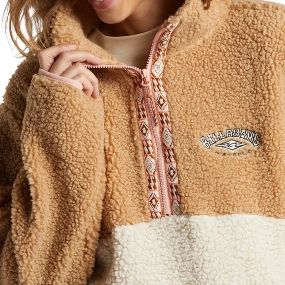 Women’s Billabong Horizon Color Block Half-Zip Fleece Pullover Sweatshirt Medium - Picture 7 of 8